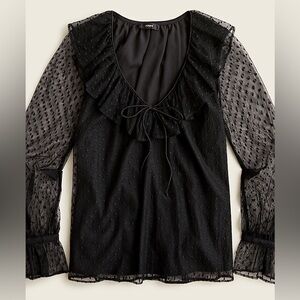 J. Crew Ruffleneck top in clip dot